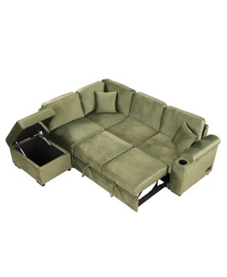 84.75" Sleeper Sofa Bed,2 in 1 Pull Out sofa bed L Shape Couch with Storage Ottoman for Living Room,Bedroom Couch and Small Apartment