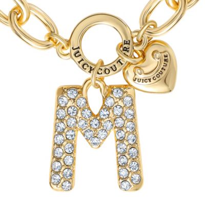 Pave Initial Charm Bracelet - 7.5'' Gold Tone Link