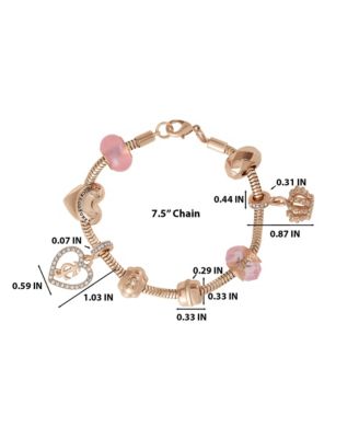 Multi Charm Beaded Chain Bracelet, Gold Tone with Accents