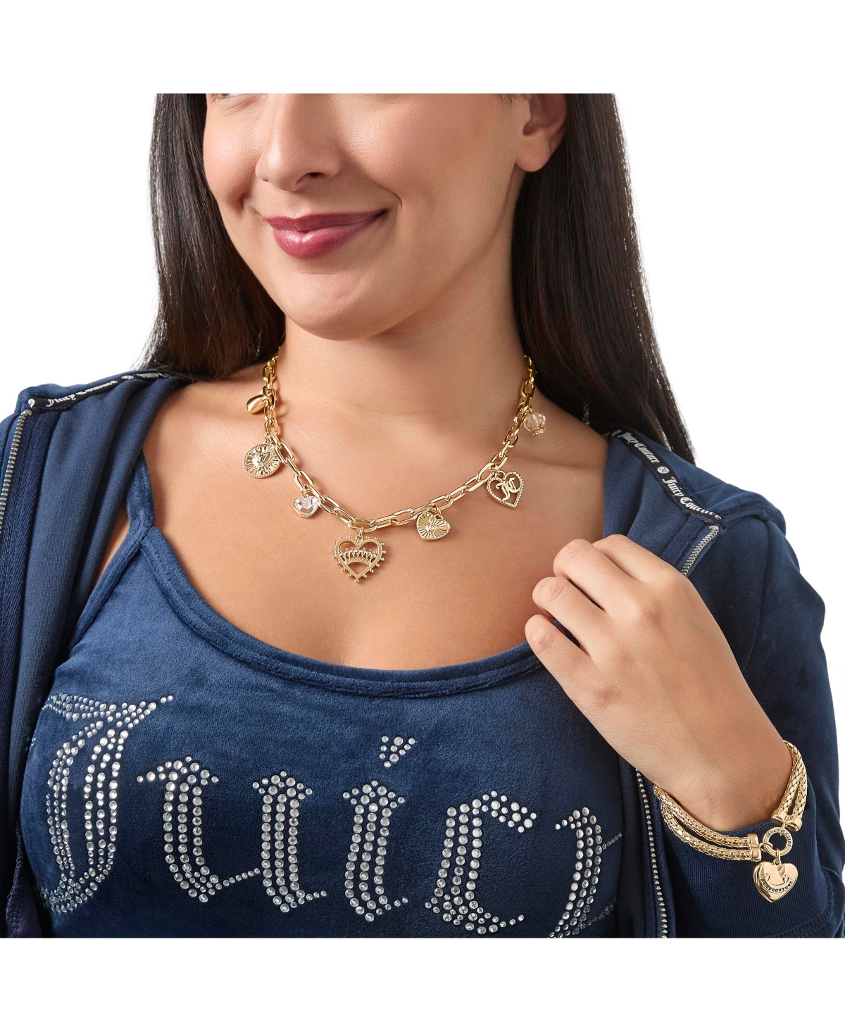 Juicy Couture Heart Juicy Logo Charm Necklace - 18+2''