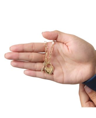 Heart Locket Charm Necklace, Gold-Tone