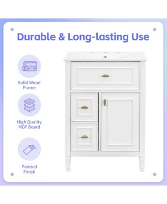 Bathroom Vanity with Sink Flip Drawer Two Drawers Adjustable Shelf