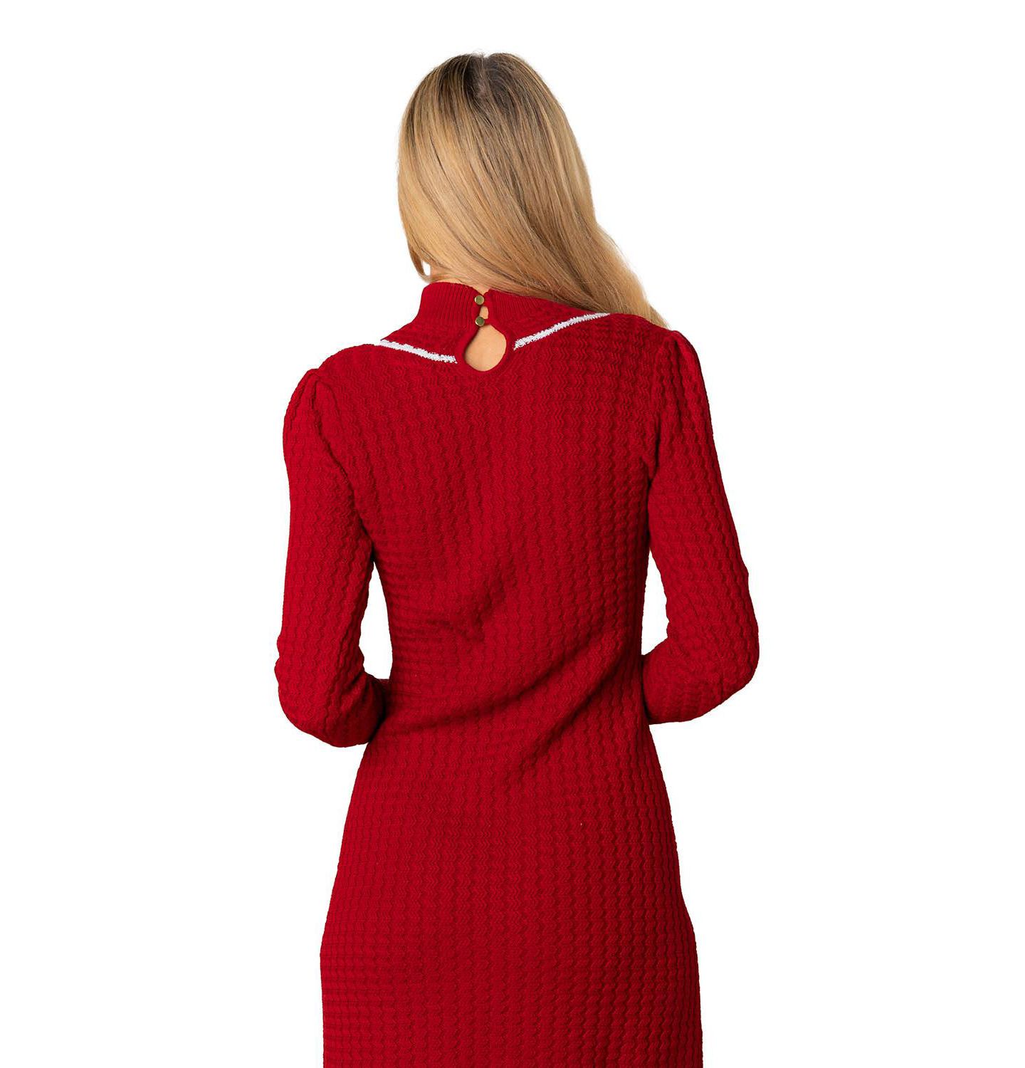 Женское платье Hope & Henry Organic Mock Neck Cable Sweater Dress, цвет: Красный — фото 4
