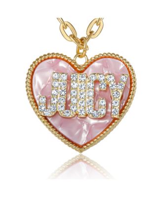 JUICY  Heart Pendant Necklace, Gold Tone with Pink MOP