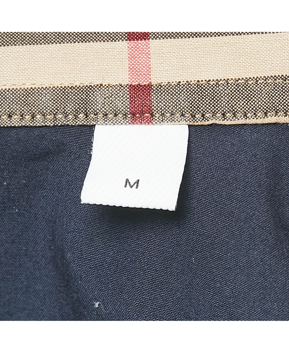 Pre-Owned Burberry Men's Navy Blue Cotton Nova Check Cuffed Long Sleeve Shirt