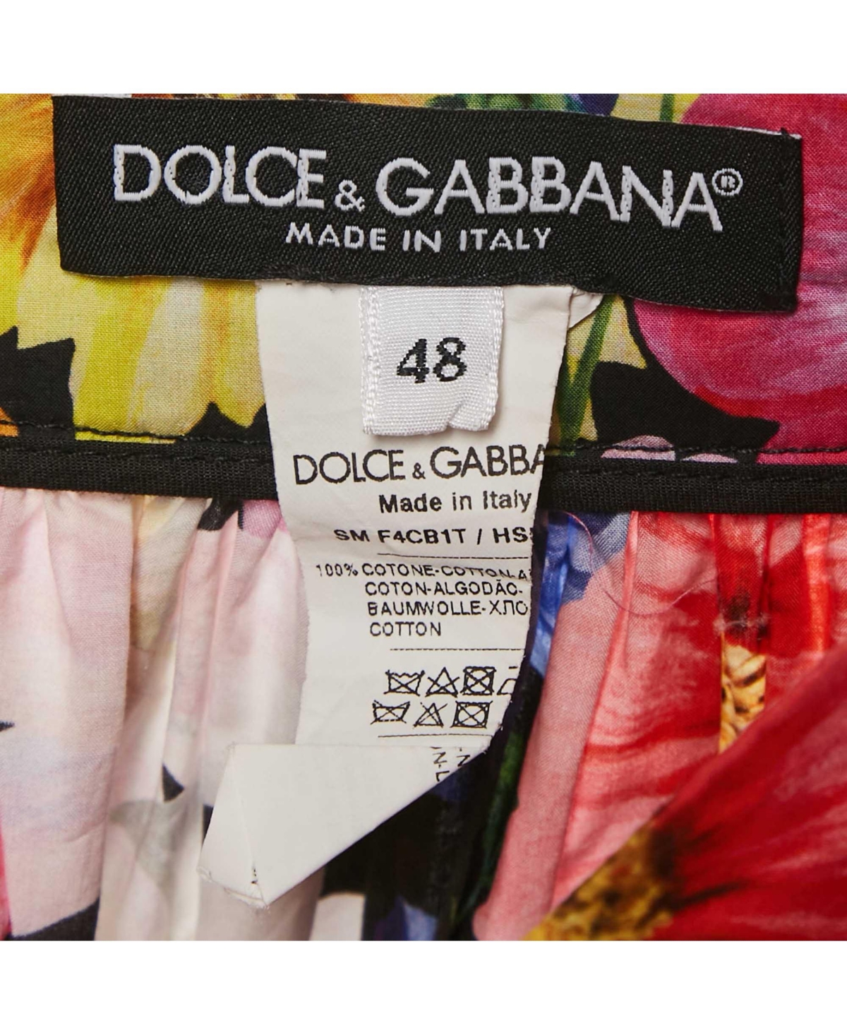 Pre-Owned Dolce & Gabbana Women's Multicolor Garden Print Cotton Mini Skirt