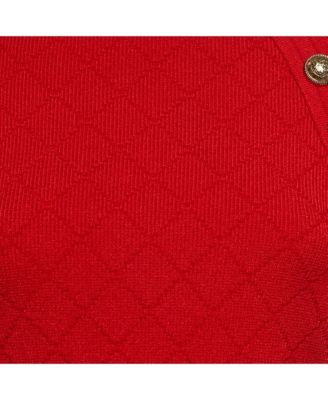 Women's Red Stretch Knit Button Detail Sweater