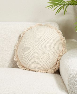 Fringe Poly Filled Decorative Pillow, 18" Round