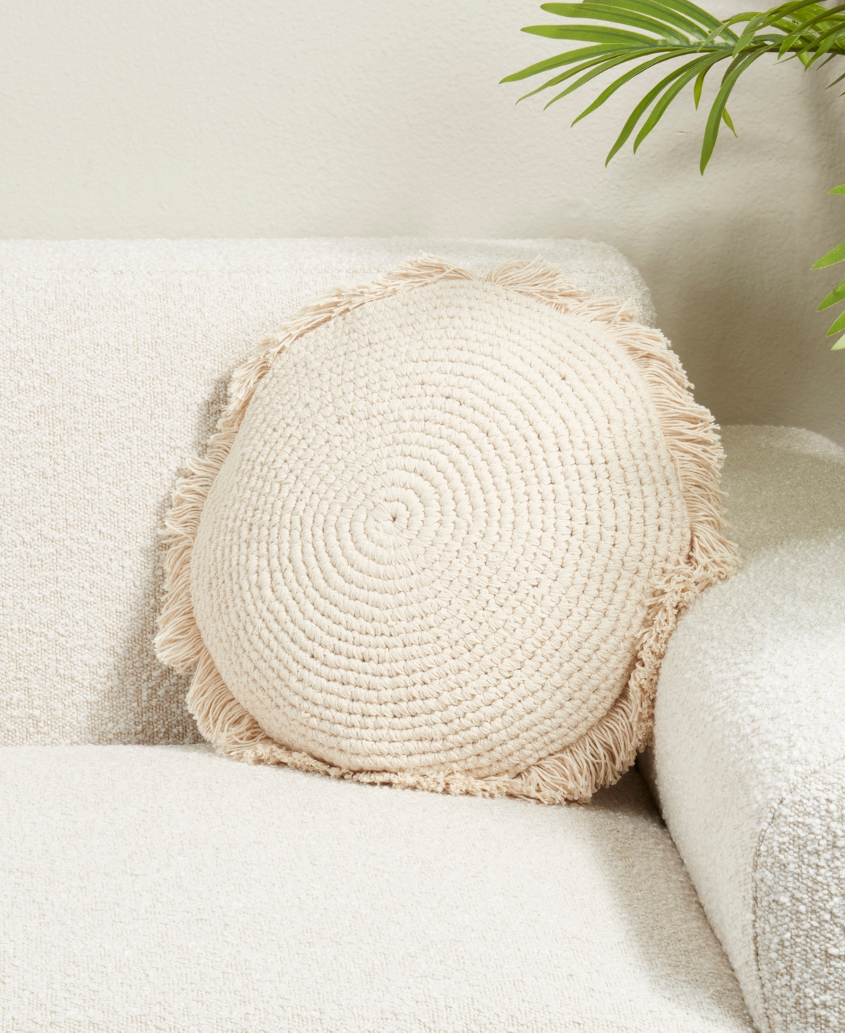 Saro Lifestyle Fringe Poly Filled Decorative Pillow, 18" Round