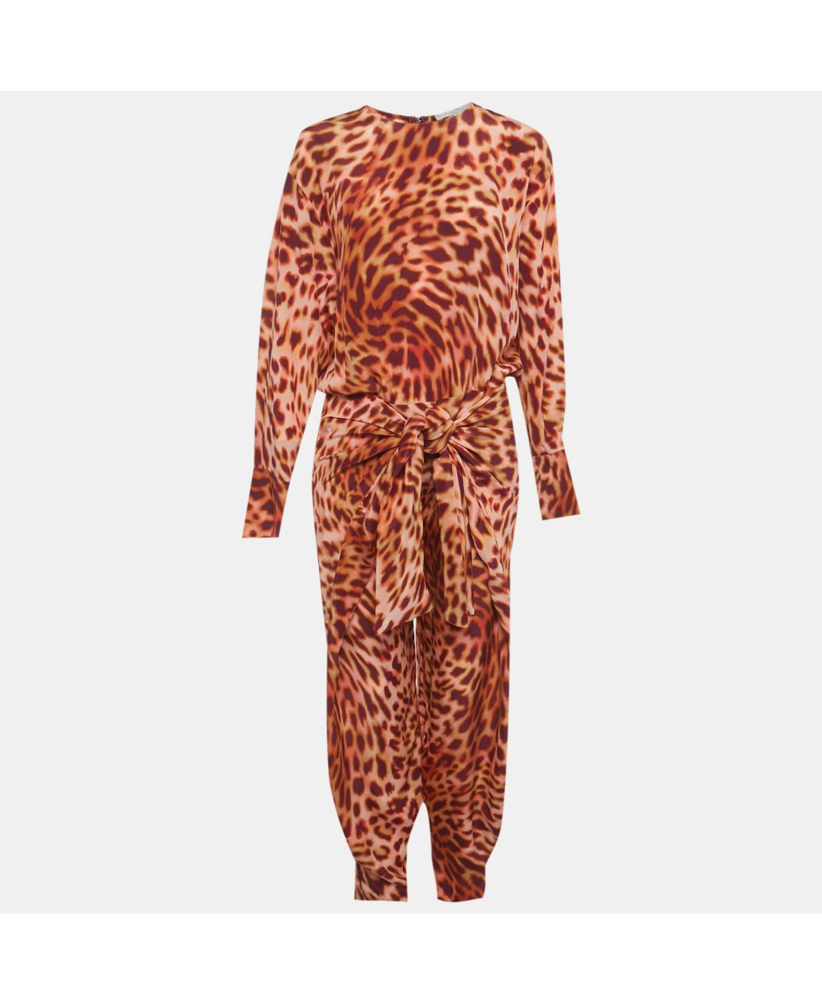 Pre-Owned Stella Mccartney Women's Multicolor Animal Print Silk Front Knot Jumpsuit