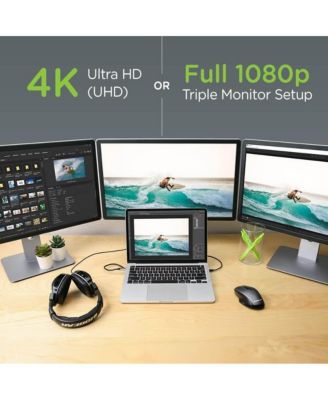 13-Port USB-C Triple Display 4K Docking Station HD Slim Multi-Port Adapter – Gray