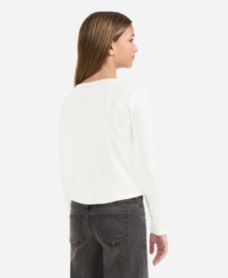 Girls' Double Bow Pointelle Long-Sleeve Top
