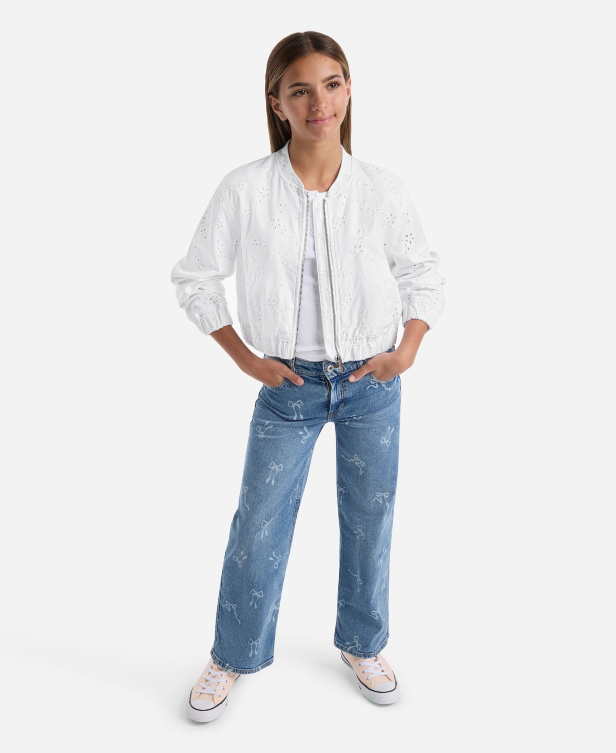 abercrombie kids Girls Floral Print Bomber Jacket