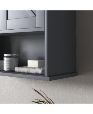 Bathroom Wall Cabinet Wall Mounted Medicine Organizer with Open and Adjustable Shelf Storage Cabinet for Bathroom or Laundry Room