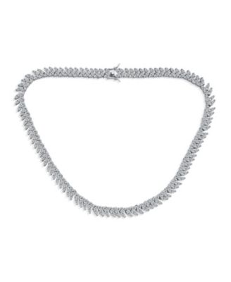 Art Deco Style Jewelry Set Multi Marquise CZ Statement Collar Tennis Necklace & Chandelier Dangle Earrings Silver Plated