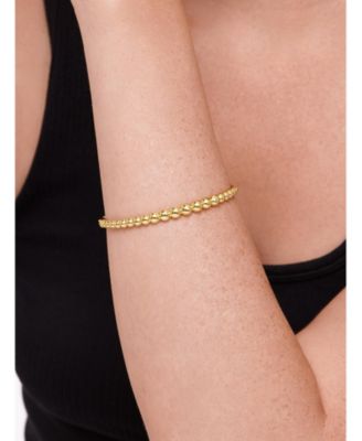 Beaded Ball Bangle Bracelet in Gold Plated Sterling Silver, Size Medium