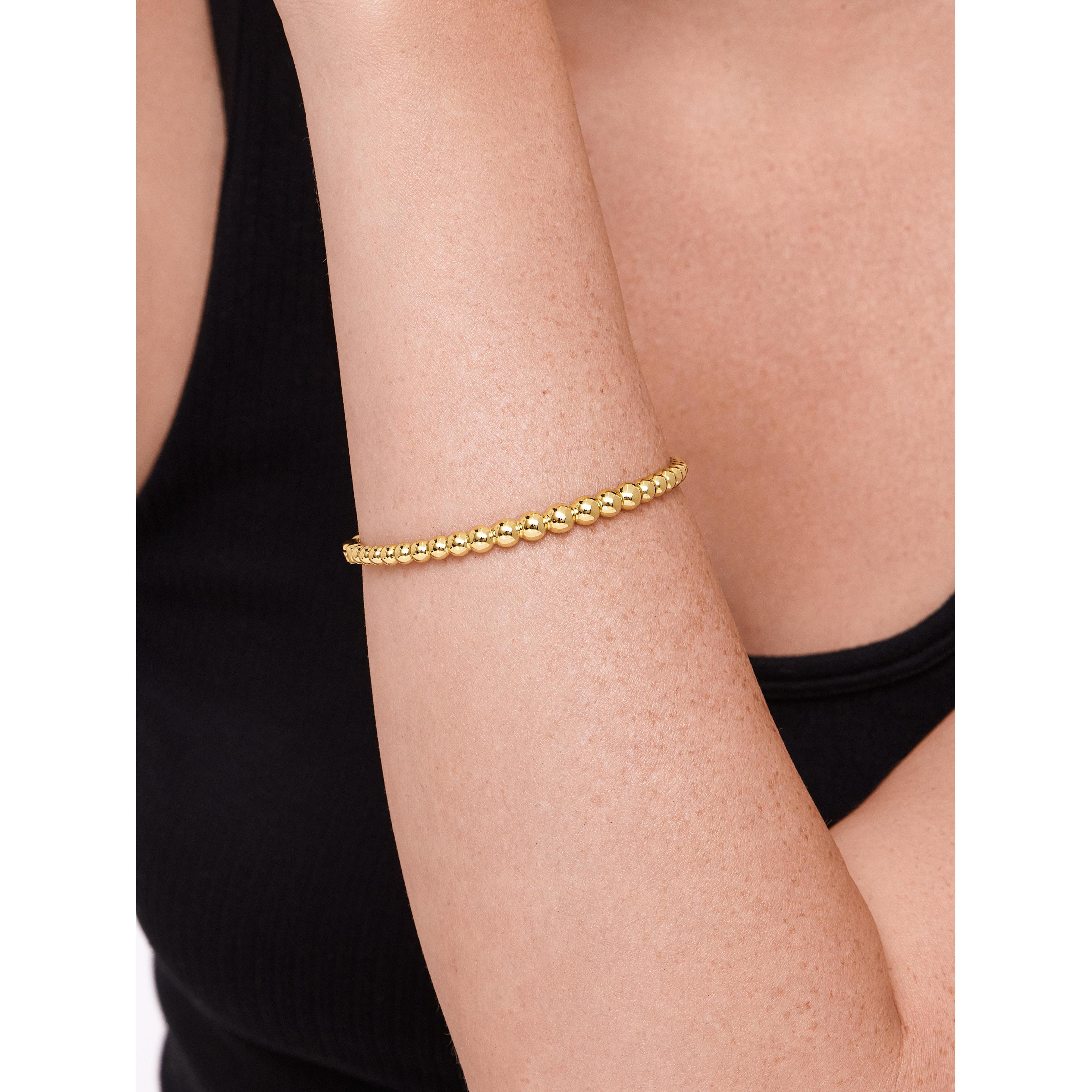 Devata Beaded Ball Bangle Bracelet in Plated Sterling , Size