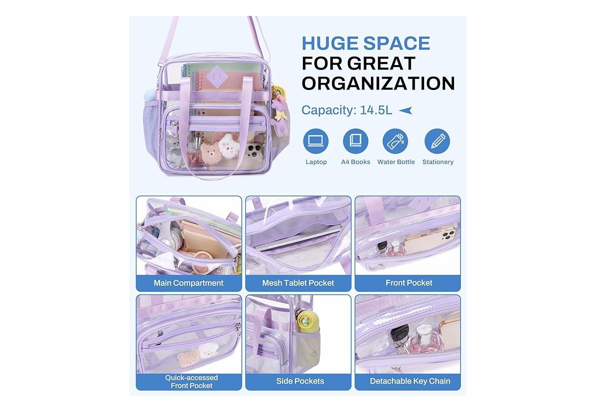 Clear See Through Tote Bag for Women