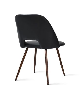 5-Piece Walnut MDF and Metal Dining Table Set with Faux Leather Upholstered Chairs Dining Table Set