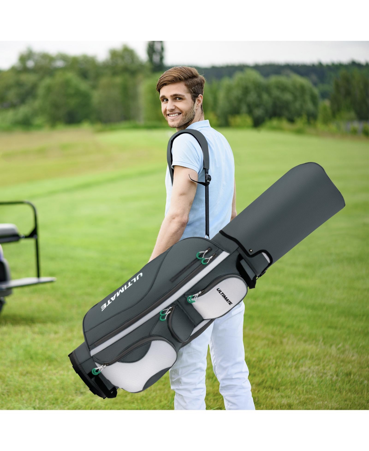 14 Dividers Golf Cart Bag with 7 Zippered Pocket