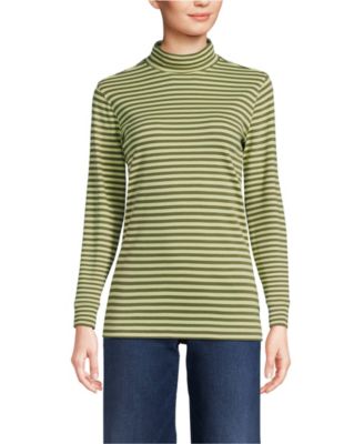 Women's Petite Relaxed Cotton Long Sleeve Mock Turtleneck