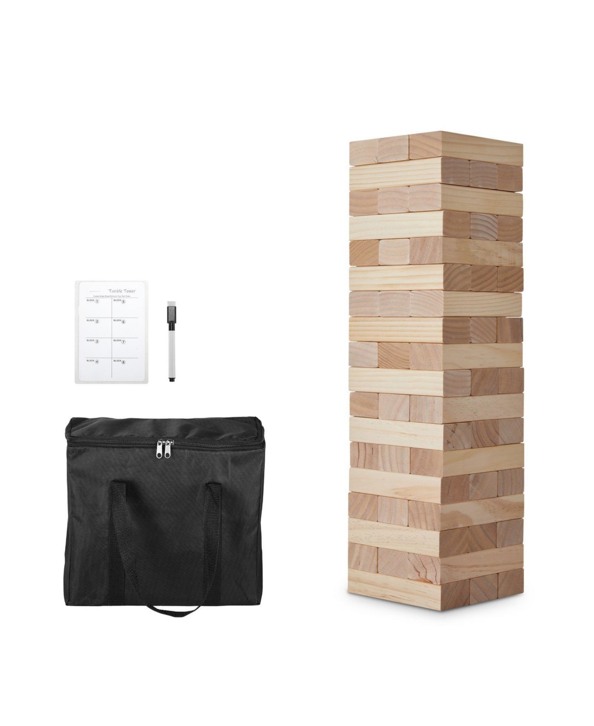 Hongge Wooden Tumbling Tower Game 54 Blocks Family Stacking Game