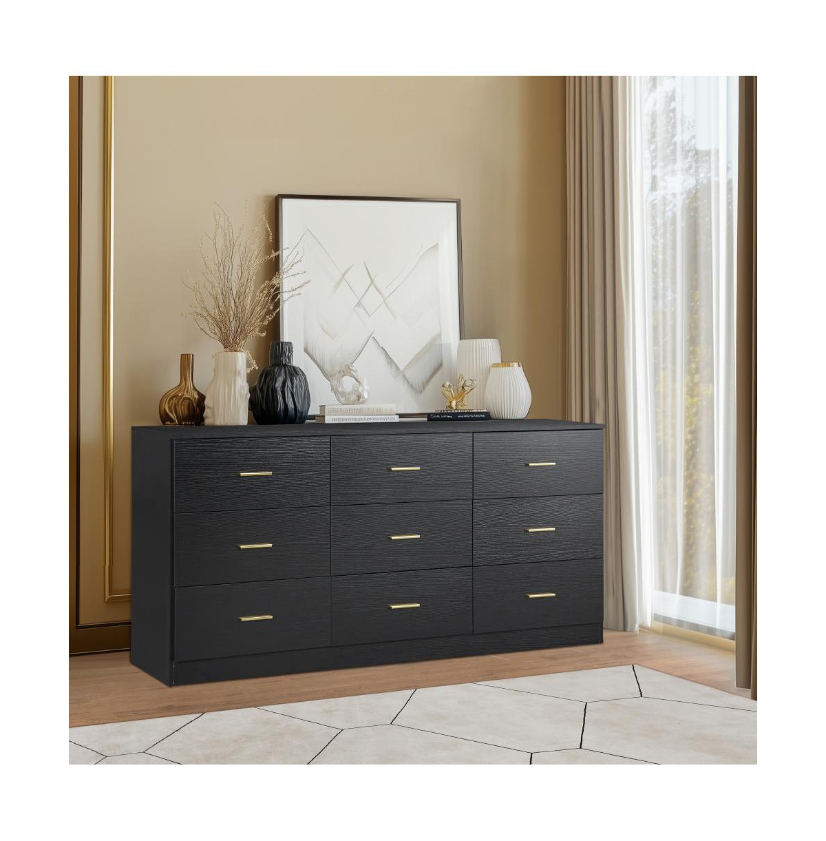 Casainc Modern 9-Drawer Storage Cabinet Dresser Wide Chest of Drawers
