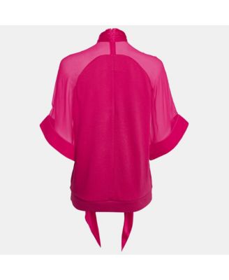 Women's Pink Printed Silk And Cotton Silk Top