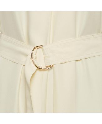 Women's Off-White Crepe Belted Midi Dress