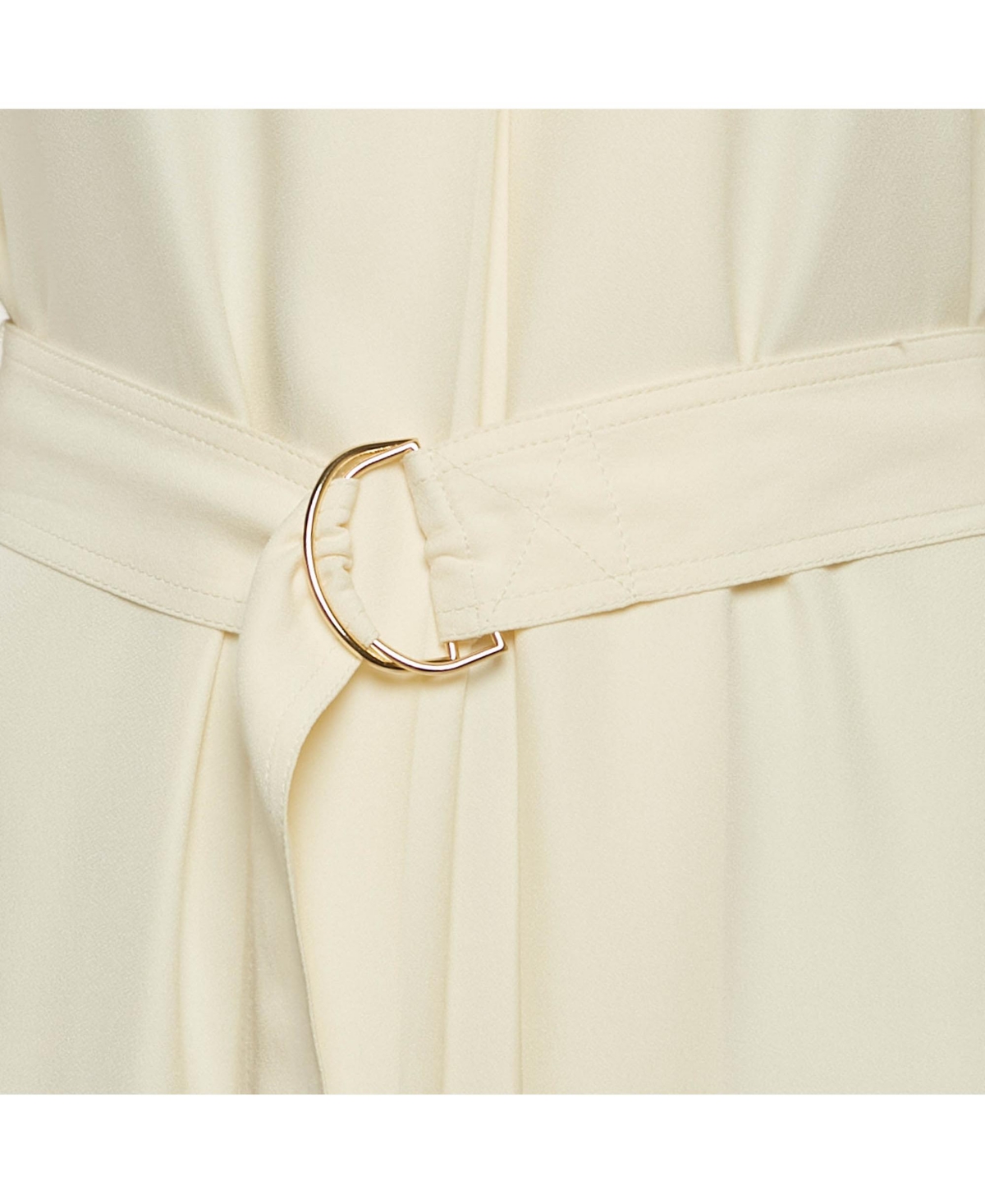 Pre-Owned Burberry Women's Off-White Crepe Belted Midi Dress