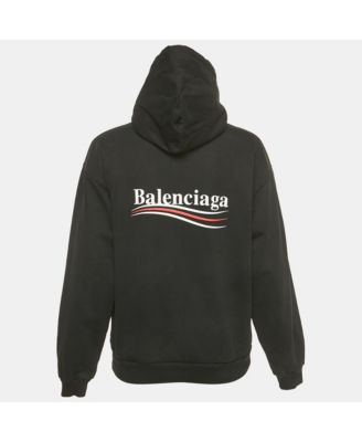 Women's Black Campaign Print Cotton Knit Hoodie