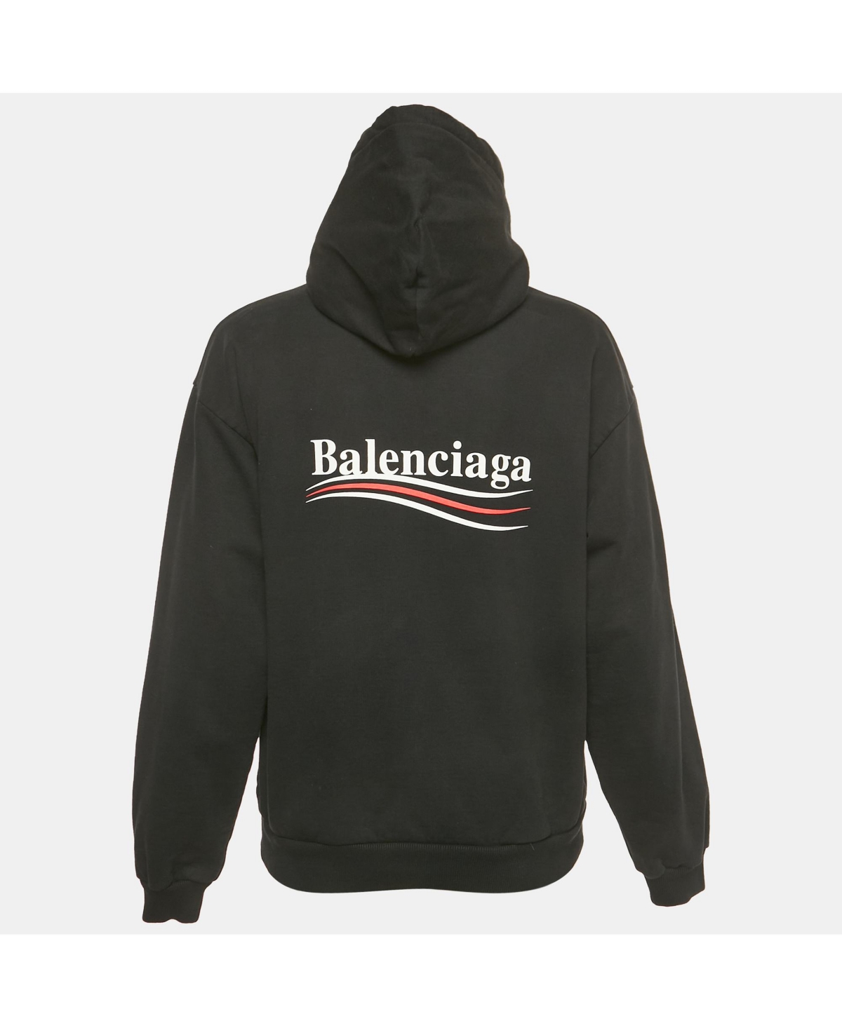Pre-Owned Balenciaga Women's Black Campaign Print Cotton Knit Hoodie