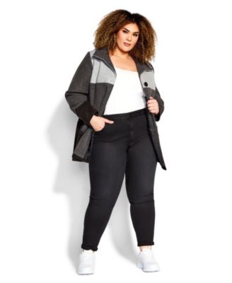 Women's Plus Size Color Block Stripe Jacket