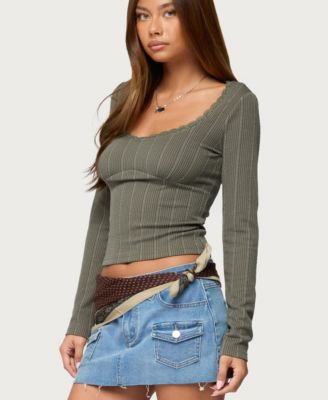 Women's Beatrix Lacey Ribbed Top