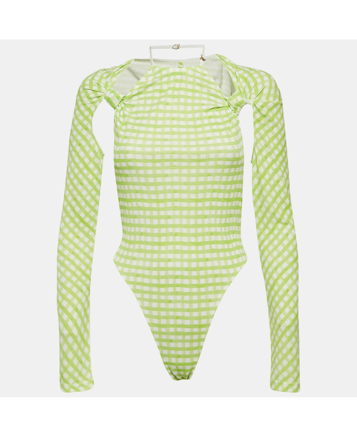 Pre-Owned Jacquemus Women's Green Checks Jersey Le Body Nodi Bodysuit