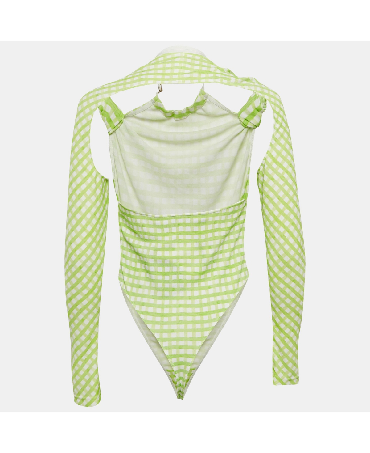 Pre-Owned Jacquemus Women's Green Checks Jersey Le Body Nodi Bodysuit