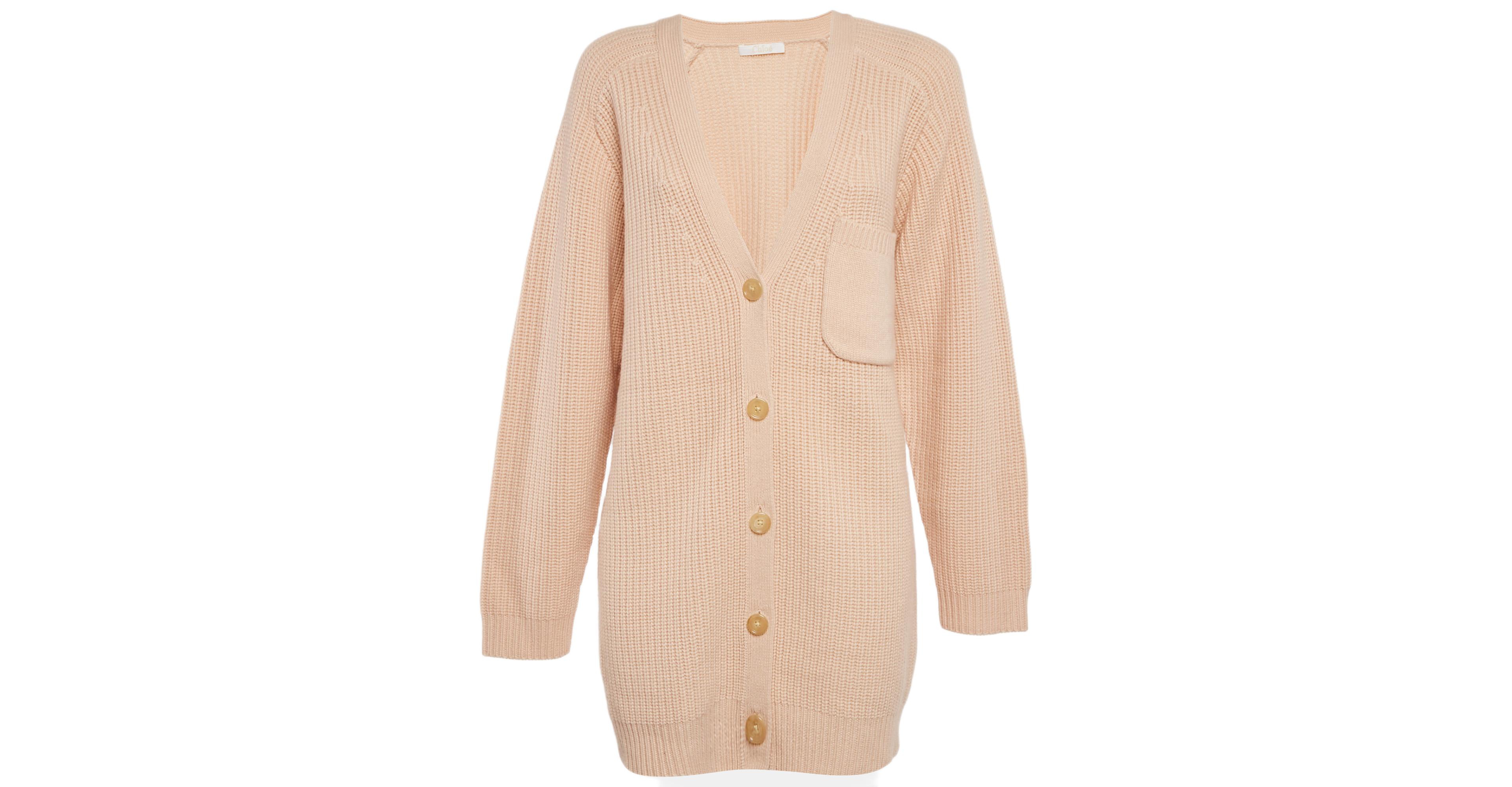 Pre-Owned Chloe Women's Pastel Pink Cashmere Knit Button Front Cardigan