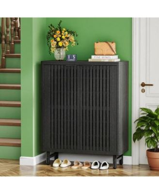 Narrow Hallway Shoe Cabinet with Wooden Doors