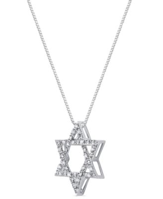 Diamond Star of David Pendant Necklace (1/6 ct. t.w.) in Sterling Silver
