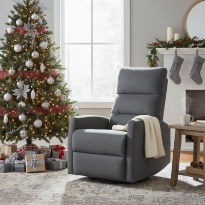 Manual Recliner Chair with Rocker and Swivel in Fabric