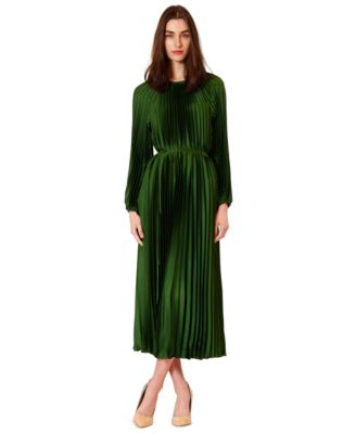 julia jordan - Women's Pleated Long-Sleeve Waist Tie Midi Dress