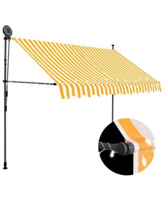 Retractable Awning White and Orange Polyester with PU coating, Steel