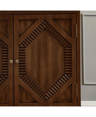 33.6" Retro Wooden Storage Cabinet Symmetrical Geometric Display Cabinets