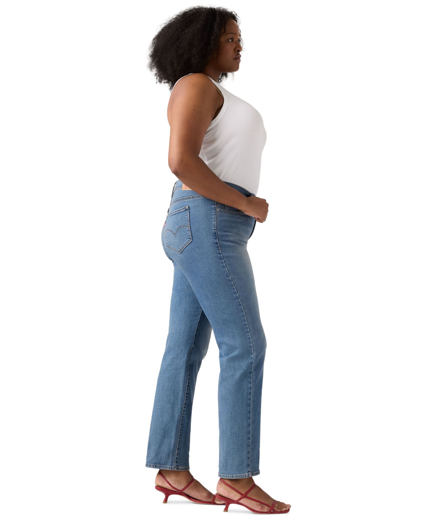Женские джинсы Levi's Trendy Plus Size 314 Mid-Rise Shaping Straight-Leg, цвет: Индиго — фото 3