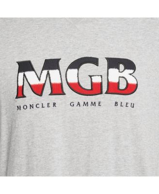 Men's Grey Cotton Logo Applique Crew Neck