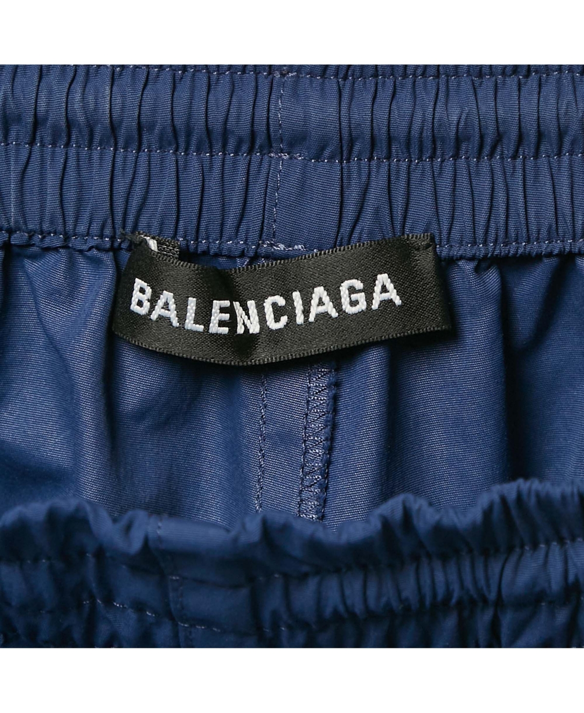 Pre-Owned Balenciaga Men's Navy Blue Logo Print Nylon Pants