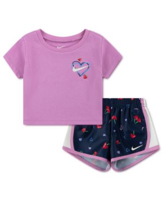 Baby Girls' Crewneck T-Shirt and Cherry Shorts, 2-Piece Set