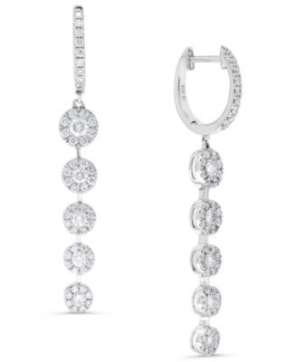 Diamond Dangling Cluster Earrings (1 ct. t.w.) in 14k White Gold