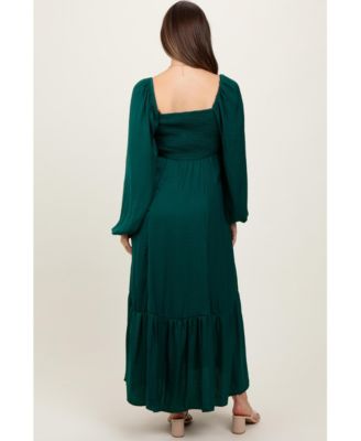 Maternity Emerald Bow Satin Maxi Dress