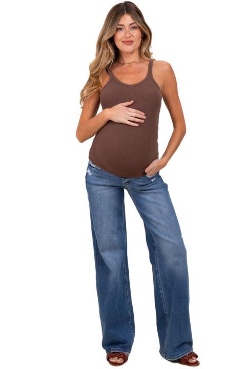 Женские джинсы Pinkblush Blue Lightly Distressed Wide Leg, цвет: Синий